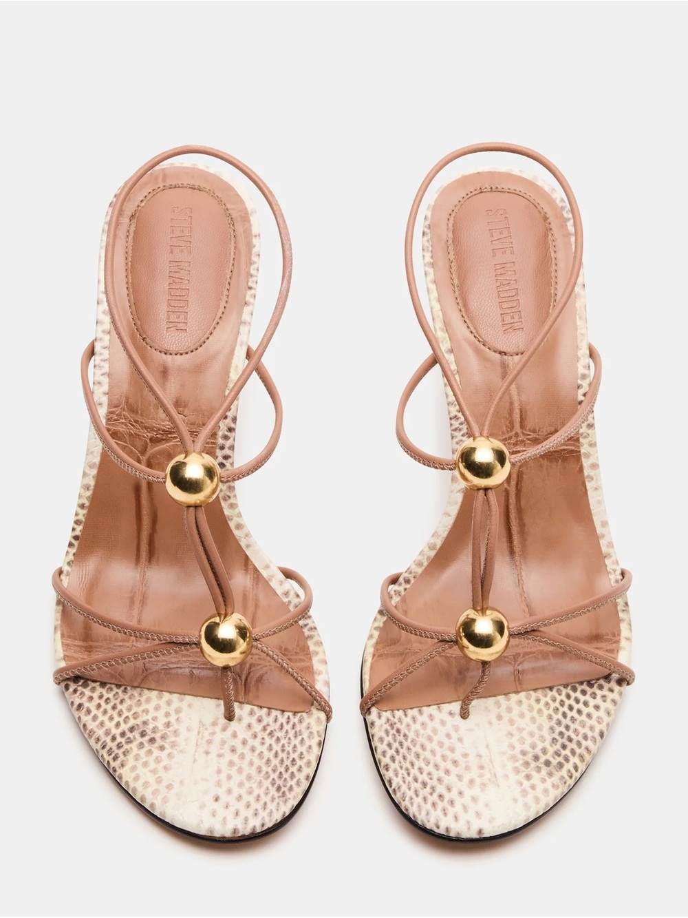 Steve Madden Ramos Natural Snake Strappy Stiletto Heels